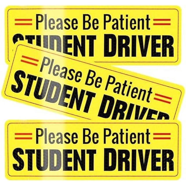 Student Driver Magnet for Car,Please Be Patient Student Driver,Magnetic Student Driver Sign,3Pcs Reflective Novice Driver Sticker,New Driver Decal for Car Removable Exterior Accessories(Black)