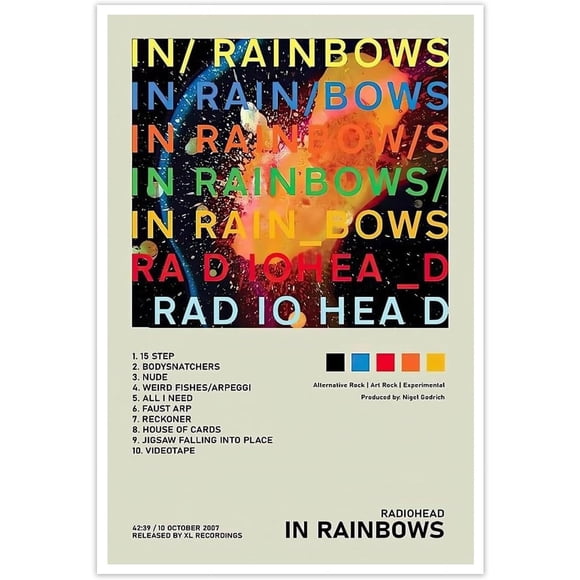 PPHAOSHO Music Rainbows Radiohead Album Cover Teens Poster frameless Painting Canvas Wall Posters Art Picture Print Modern Home Decor 24x36inch