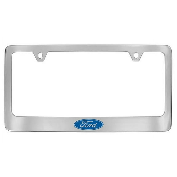 Ford Logo Chrome Plated Metal License Plate Frame Holder