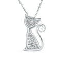 thumbnail image 2 of Bling Jewelry Womens Charming BFF Curly Tail Kitty Cat Pendant Necklace CZ Pet Jewelry in Silver, 2 of 4