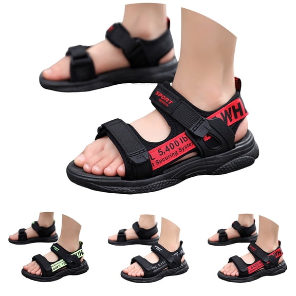 Ulanda Boys Water Sandals Kids Open-Toe Adjustable Straps Sport Sandals Child Outdoor Athletic Lightweight(Little Kid/Big Kid) (Red, 12.5)