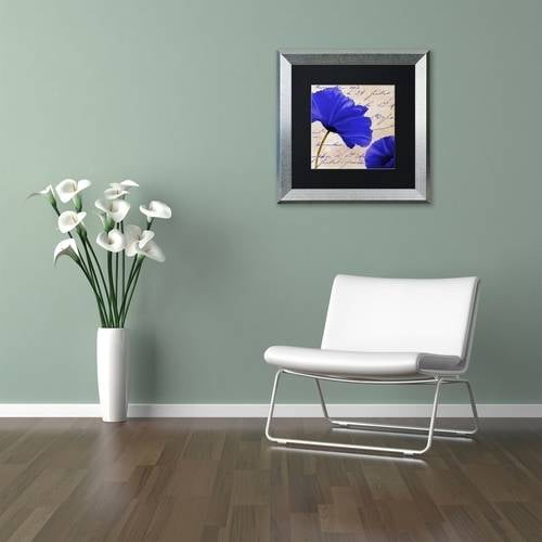 Trademark Fine Art "Coquelicots Bleues II" Canvas Art by Color Bakery Black Matte, Silver Frame