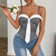 thumbnail image 2 of AherBiu Corset Tops for Women Low Cut Striped Cropped Tank Top Slim Fitted Camisole Cute Shirts, 2 of 9