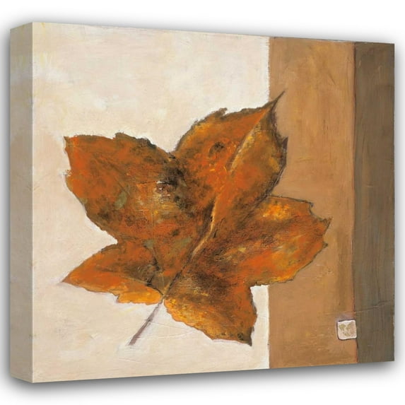 Ursula Salemink-Roos 20x20 Gallery Wrapped Canvas Wall Art Titled - Leaf Impression - Rust