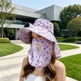 thumbnail image 6 of UV Protection Wide Brim Sun Hat with Detachable USB Rechargeable Cooling Fan, Floral Neck Flap Fishing Bucket Hat, Breathable Mesh Outdoor Sun Cap for Beach, Gardening, Cycling, 6 of 6