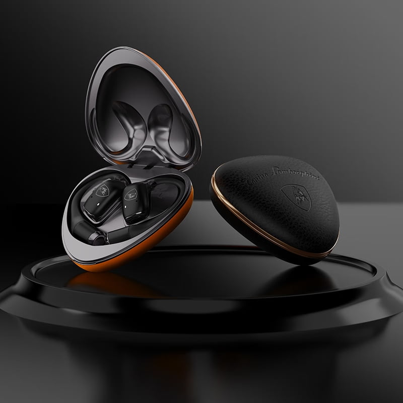 E EYAFA Lamborghini OWS Bluetooth Earbuds with Dual Microphone Intelligent Noise Reduction HiFi Sound Bluetooth Headsets-Black