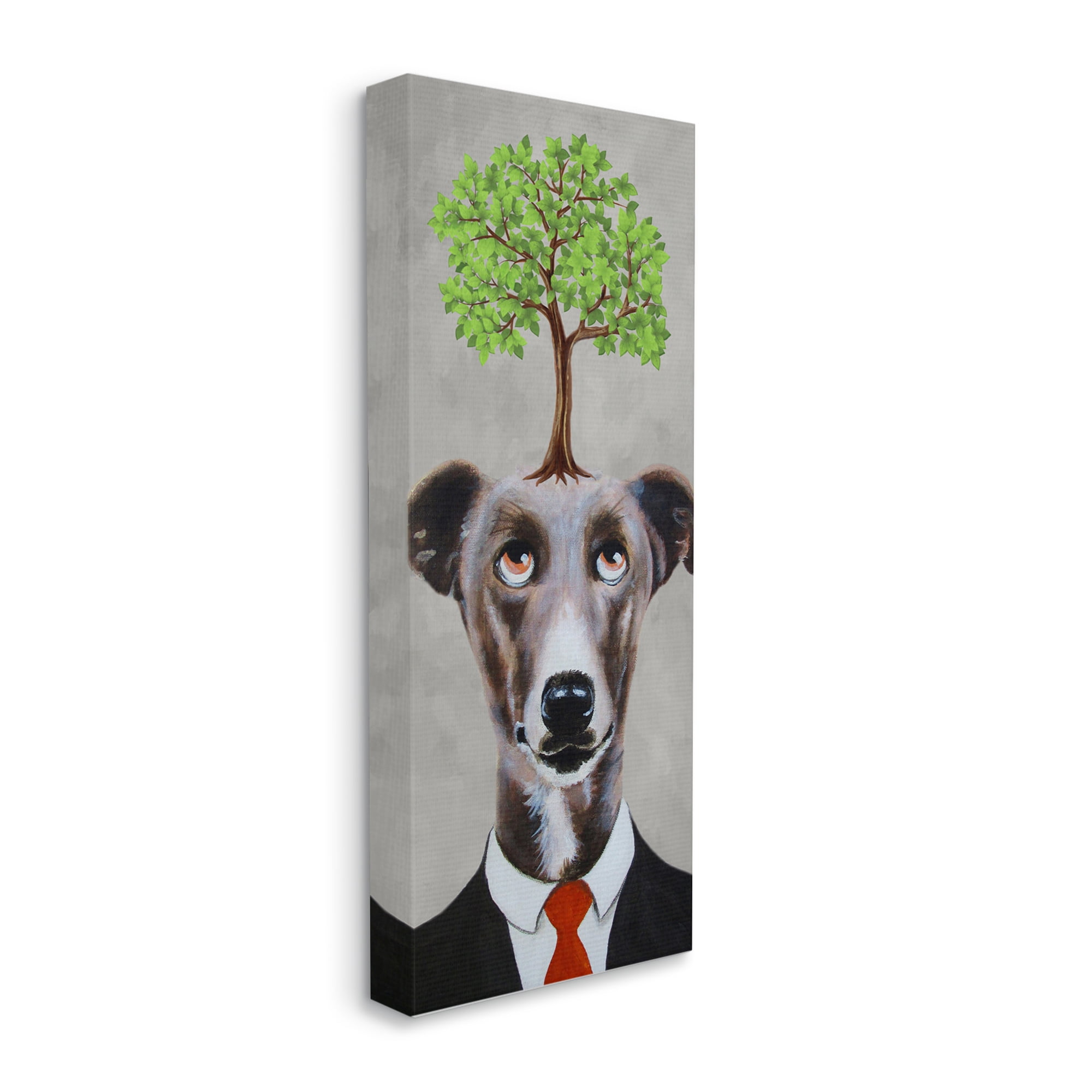 Stupell Industries Tree Growing Dog In Suit Animals & Insects Painting Gallery Wrapped Canvas Print Wall Art