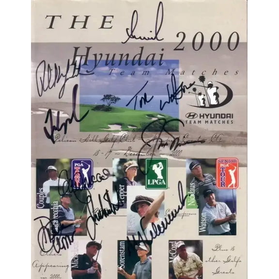2000 Hyundai autographed golf program Phil Mickelson Jack Nicklaus Fred Couples Tom Watson Annika Sorenstam JSA