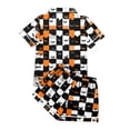 thumbnail image 6 of WTOBBY Ladies' Halloween Printed Pajama Set Loose Fit Casual Short Sleeve Top & Elastic Waist Shorts Two-Piece Sleepwear Comfortable Loungewear Home Outfit,Black L, 6 of 6