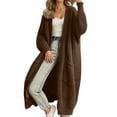thumbnail image 2 of ZHOGXU Women's Cardigan With Pocket Long Sleeve Open Front Solid Color Knit Comfortable Loose Fit Coat Jacket For Casual Daily Wear Coffee M, 2 of 4