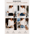thumbnail image 4 of DOKOTOO Blouses for Women Pleated V Neck 3/4 Sleeve Tunic Tops Dressy Casual Chiffon Office Wear Shirts, 4 of 9