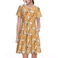 thumbnail image 1 of Easygdp Beer In Glasses para Vestido Transpirable de Mujer, Vestido Suelto de Manga Corta con Pliegues y Bolsillos para el Verano, 1 of 6