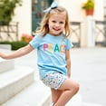 thumbnail image 4 of THDHVS Summer Outfits for Kids,Girls Casual Outfits,Girl's Summer Cute T-Shirt and Shorts Set with Side Pockets Blue 5-6 Years, 4 of 7