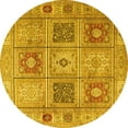 thumbnail image 1 of Ahgly Company Machine Washable Indoor Round Persian Yellow Traditional Area Rugs, 4' Round, 1 of 4