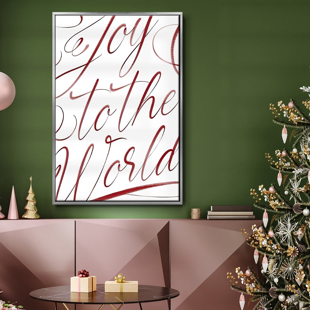 Joy To The World - Framed Gallery Wrapped Holiday Canvas - 17 x 25 - Silver Frame