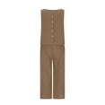 thumbnail image 7 of Htigea Womens Summer 2 Piece Outfits Linen Crop Tank Tops Lounge Matching Sets Long Track Pants Tracksuits 2025 Today Deals Brown,XXL, 7 of 7