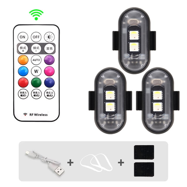 Wireless Light Aircraft Airplane Helicopter Warning Lights RGB Led Aircraft Strobe lights Motorcycle Lights LED Flash Position,3