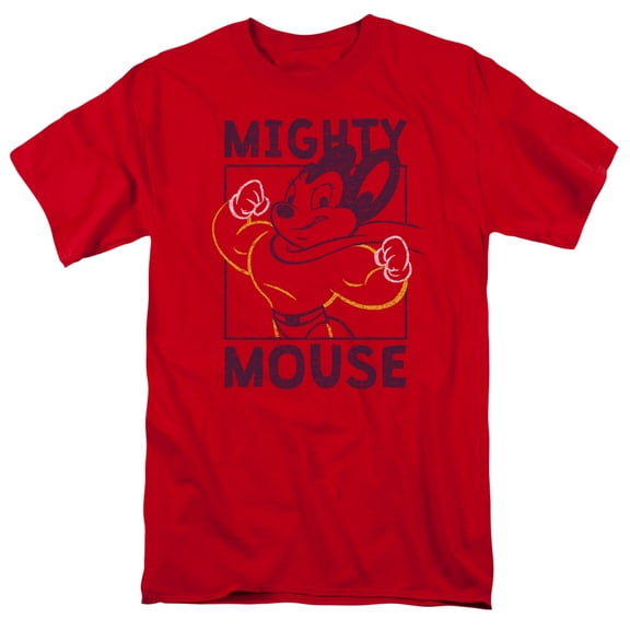Mighy Mouse Break The Box Adult 18/1 T-Shirt Red
