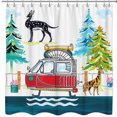 thumbnail image 1 of Rideau de Douche Whimsical avec Rouge, Cerf et Zèbre dans un Paysage Rêveur, 1 of 4
