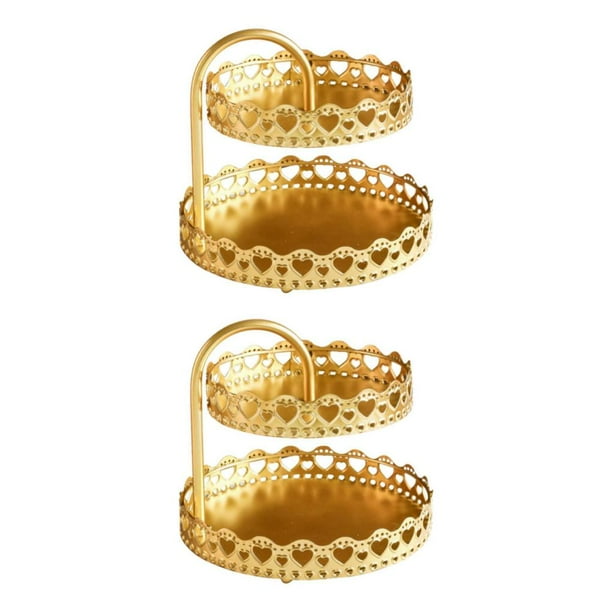 Bewildely 2 Layer Iron Decorative Tray Fruit Free Diaplay Home Decor Standing Vege Amar 2Conjunto