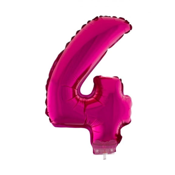 Balloon-Foil on Stick-Number 4-16" Pink