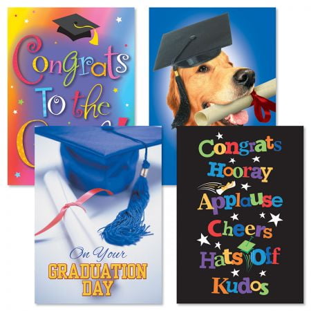 Congrats Graduation Cards Set Of 8 4 Designs 5 X 7 Inches Greeting Cards Sentiments Inside Envelopes Included Walmart Com Walmart Com