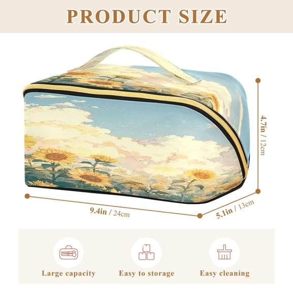 Iauyy Rhombus Cosmetic Bag with Handle Large Capacity Luxury Twill Travel Makeup Bag ,Warm and Dreamy
