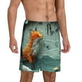 thumbnail image 2 of Susaid Paper Fox Crow Fantasy Print Mens Shorts, Breathable Lounge Sleepwear Set with Elastic Waistband and Pockets-4X-Large, 2 of 6