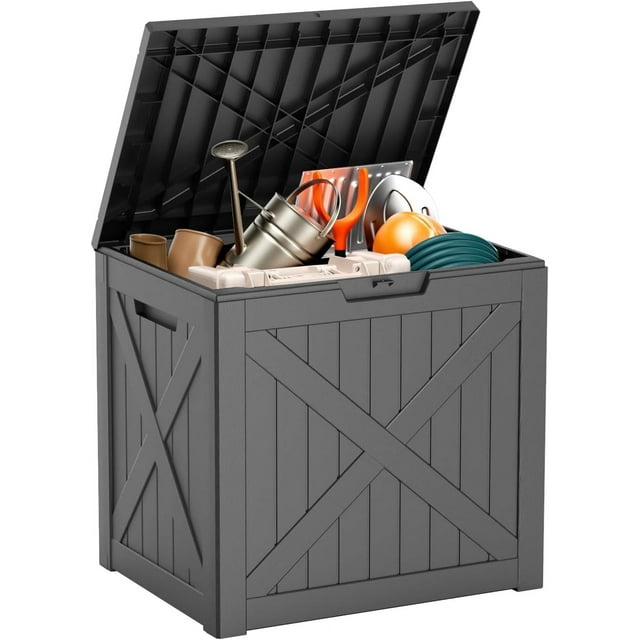 Coffre de Terrasse en Résine Noir de 35 Gallons - Verrouillable, Étanche, Rangement Extérieur pour Fournitures de Patio et de Piscine