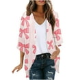thumbnail image 2 of AGWOLF Women's Kimono Swimsuit Coverups Summer Beach Casual Loose 3/4 Length Sleeve Open Front Cardigans for Swimwear Pink,L, 2 of 5
