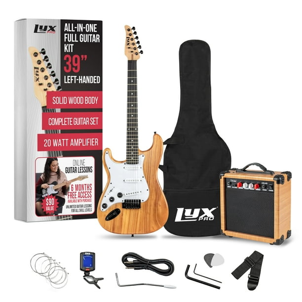 Guitarra eléctrica LyxPro Left Hand de 39 pulgadas con kit de inicio y acceso.