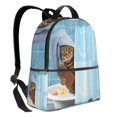 thumbnail image 2 of Zufioo Funny Cat Taking a Bath Print Fashion Large Capacity Backpack, Zippered Multi-compartment Travel Work Campus Lightweight Backpack, Unisex, 2 of 5