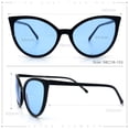 thumbnail image 4 of SA106 Womens Oversized Cat Eye Goth Pop Color Lens Plastic Sunglasses Black Frame - Blue Lens, 4 of 7