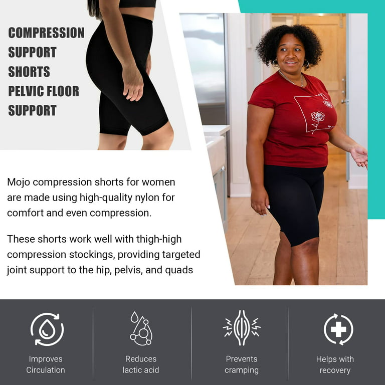 Plus Size Womens Compression Shorts for Nursing 20-30mmHg - Black