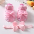 thumbnail image 5 of Cotton Summer Bowknot Hollow Barefoot Sandals & Headbands for Baby Girl Toddlers 13-18 Months, 5 of 12
