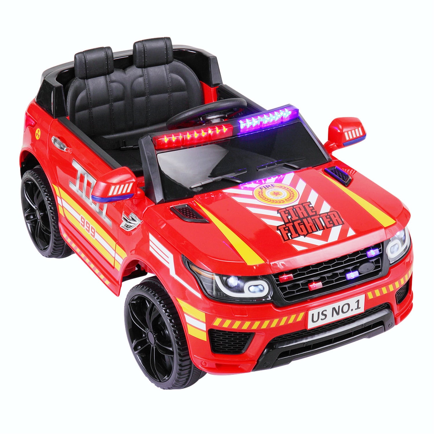 CIPACHO 12V Police Car Ride On Electric Car for Kids, Toys Cop Car with Remote Control, Siren, Flashing Lights, Music, Spring Suspension, Red