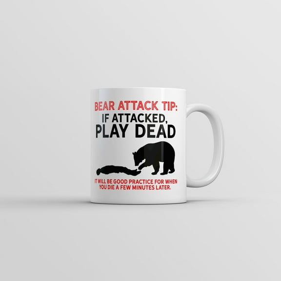 Bear Attack Tip Mug Funny Sarcastic Animal Novelty Coffee Cup