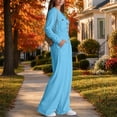 thumbnail image 5 of TEAJOPSUU Women's Fall Winter Cargo Jumpsuits Casual Long Sleeve V Neck Button Down Wide Leg Jumpsuits with Pockets Chest Flap Pockets Sky Blue, 5 of 8