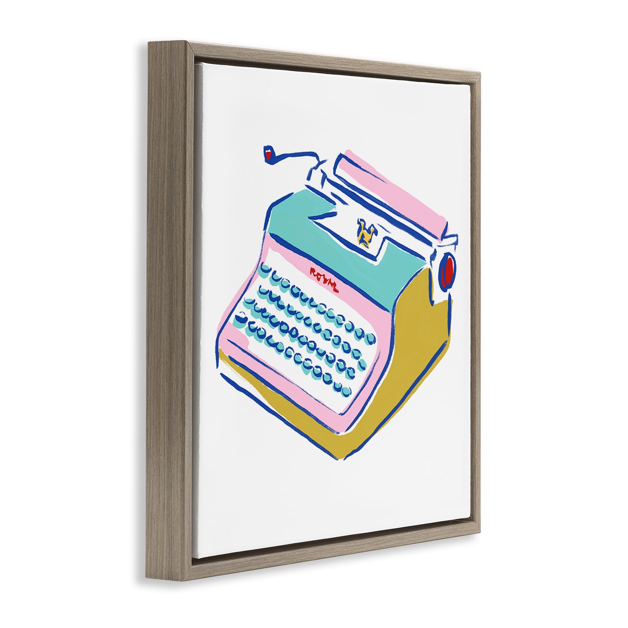 Stupell Industries Simple Retro Typewriter Novelty Painting Brown Floater Framed Art Print Wall Art, 25 x 25