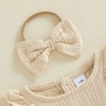 thumbnail image 6 of Cjfdfy Newborn Baby Girls Fall Romper Clothes Solid Ruffled Long Sleeve Bubble Dress Bodysuit And Bow Headband Infant Cute Jumpsuit Fall Winter Outfit 0-18 Months, 6 of 9