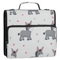 thumbnail image 2 of Water-Resistant 3-Ring Binder Organizer with Multiple Pockets Zipper Binder Bag for Office Grey Cute Donkeys Pattern, 2 of 8
