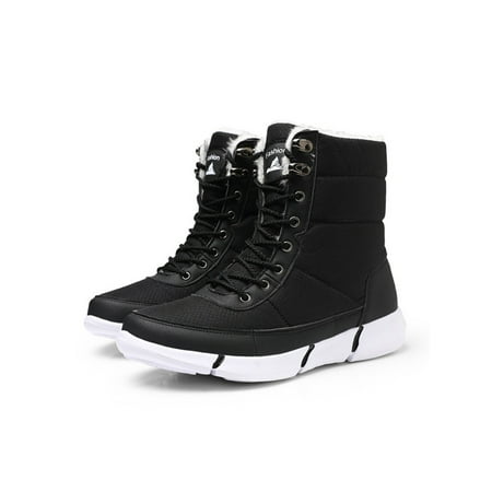 

Gomelly Boots for Women Men Winter Snow Boots Wide Lace Up Mid Calf Boot Cold Weather Outdoor Shoes Waterproof Black 7.5