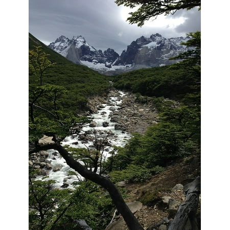 LAMINATED POSTER Mountain Torrent Patagonia Hiking Chile Green Poster Print 24 x