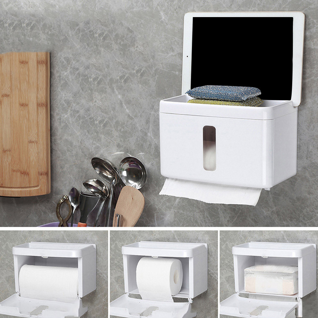 Toilet Paper Holder Punching Free Installation Tissue Box Wall Mounted