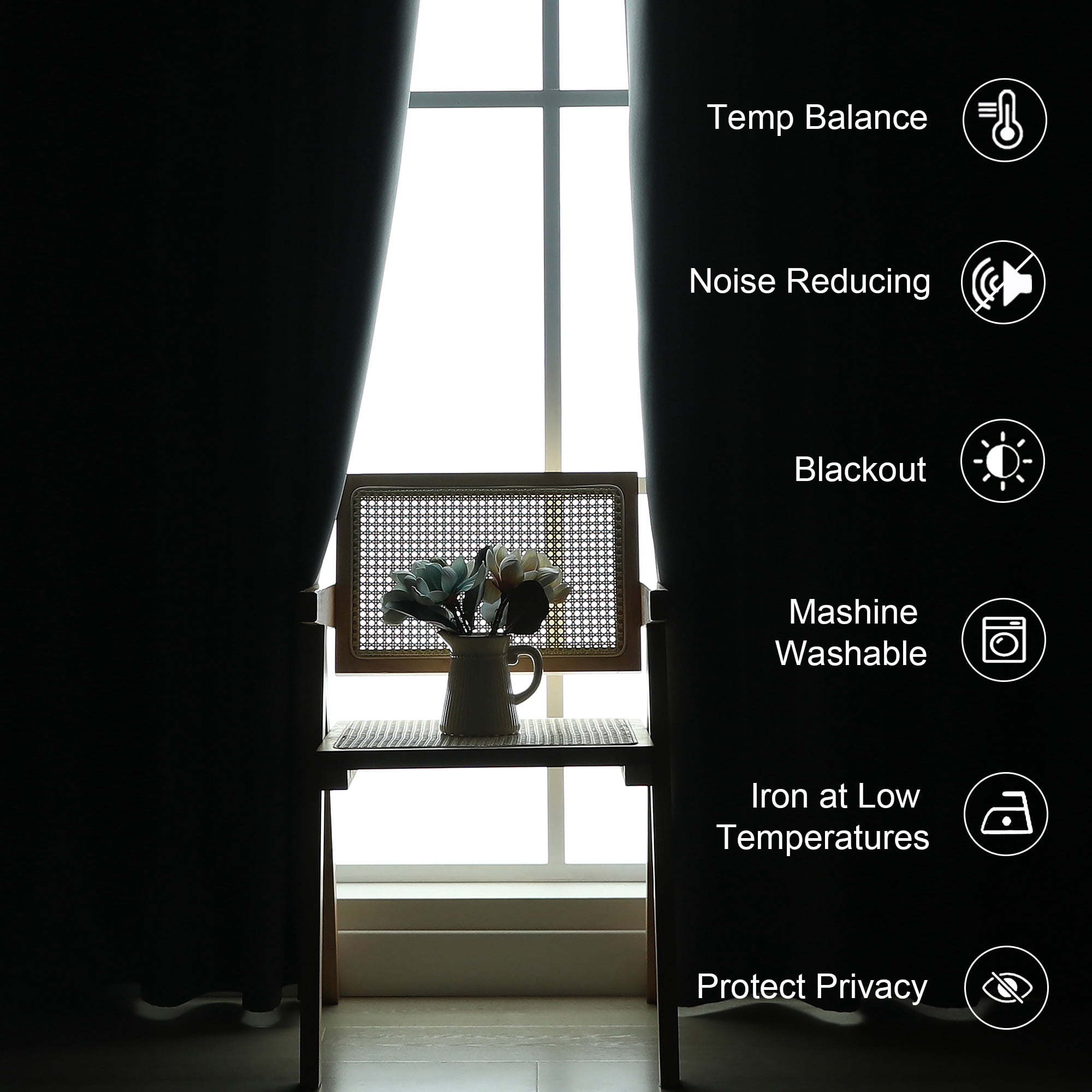 OVZME Kalme 50x120 Black Blackout Curtains 2 Panels Set, Extra Long 10ft Solid Thermal Grommet Drapes for Patio Door High Ceiling Window, Each W50 x L120 Inch, Black