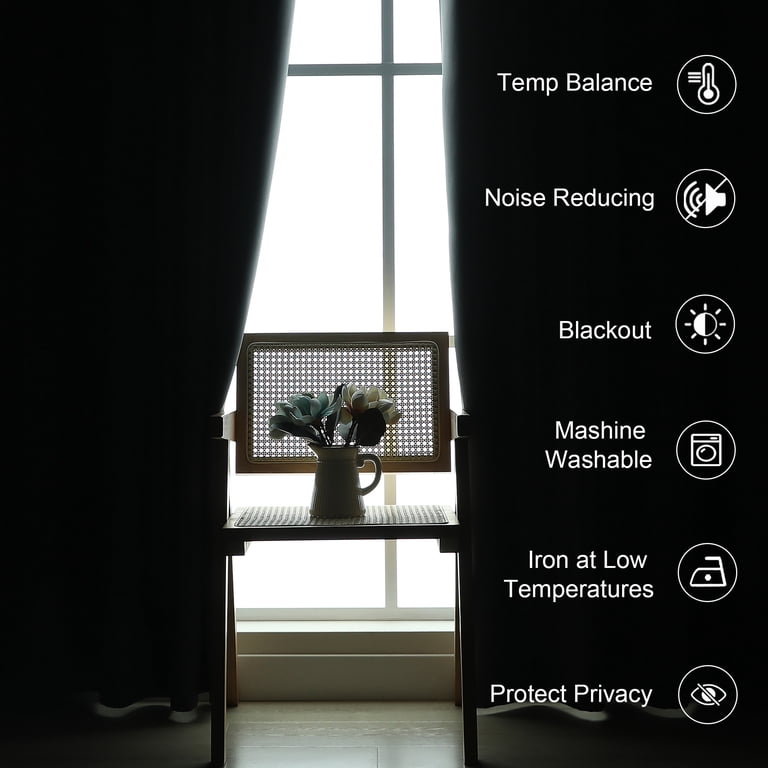 Kalme Blackout Curtains 2-Pack, 40x63 Inches, Black photo 6