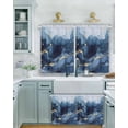 thumbnail image 2 of Abstract Art Short Blackout Curtains 45 Inch Long Blue Grey Gradient Marble Texture Rod Pocket Kitchen Curtains, 2 Panels Thermal Insulated Room Darkening Drapes for Bedroom, 30"W x 45"L, 2 of 5