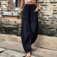 thumbnail image 4 of Womens Solid Color Casual Pants Trousers Elastic Waist Pockets Wide Leg Trousers, 4 of 4