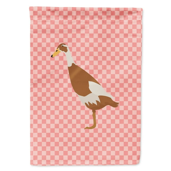 Caroline's Treasures BB7865GF Indian Runner Duck Pink Check Flag Garden Size , Small, multicolor