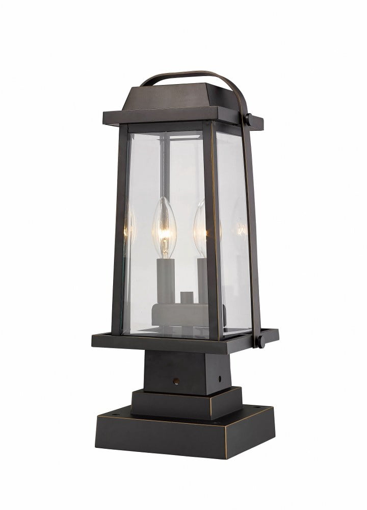 Z-Lite 574Phms-Sqpm Millworks 2 Light 18" Tall Outdoor Pier Mount Post Light - Bronze